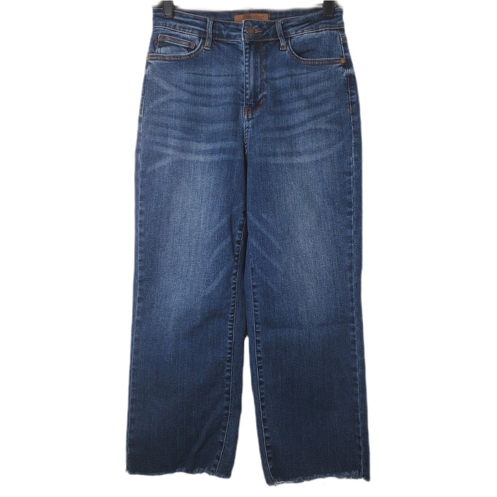 Judy Blue Wide Crop‎ Jeans Medium Dark Wash Raw Hem JB88873 DK Size 3/26
